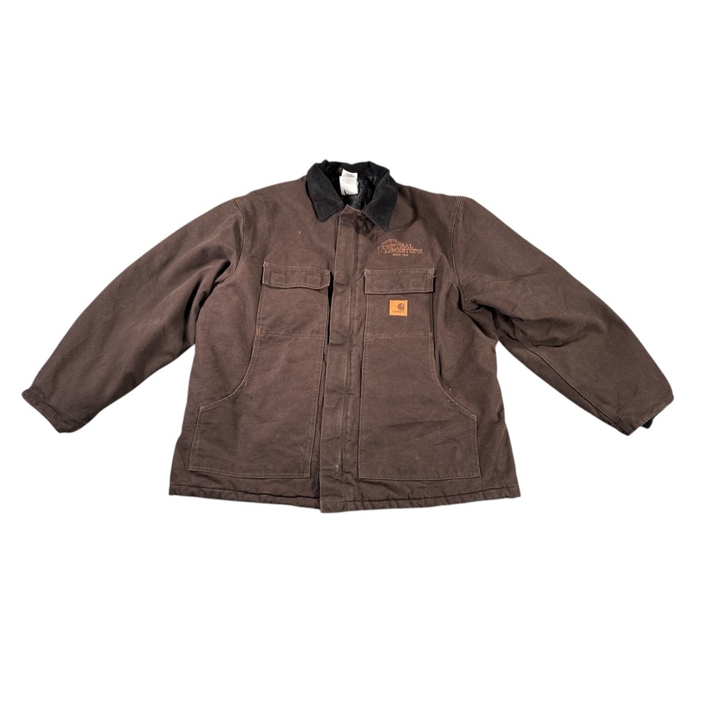 Carhartt Jacket Men's XL Brown C26 Quilt Lined Coat Y2K Corduroy Collar Workwear